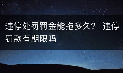 违停处罚罚金能拖多久？ 违停罚款有期限吗