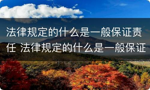 法律规定的什么是一般保证责任 法律规定的什么是一般保证责任的