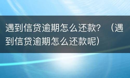 遇到信贷逾期怎么还款？（遇到信贷逾期怎么还款呢）