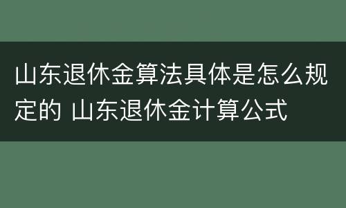 山东退休金算法具体是怎么规定的 山东退休金计算公式