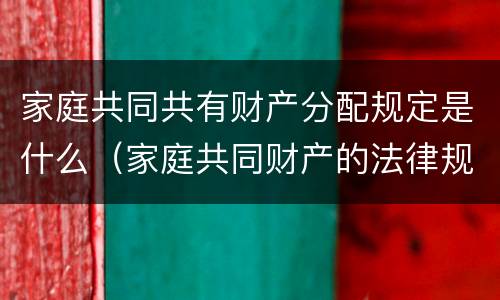 家庭共同共有财产分配规定是什么（家庭共同财产的法律规定）