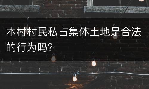 本村村民私占集体土地是合法的行为吗?