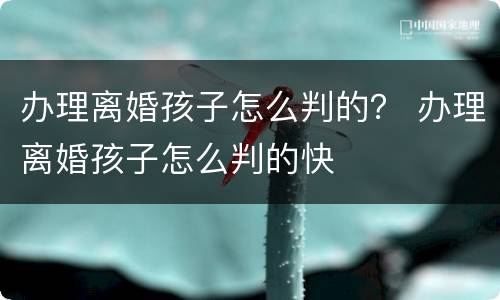 办理离婚孩子怎么判的？ 办理离婚孩子怎么判的快