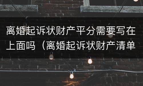 离婚起诉状财产平分需要写在上面吗（离婚起诉状财产清单应写在哪里）