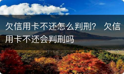 欠信用卡不还怎么判刑？ 欠信用卡不还会判刑吗