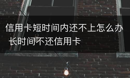 信用卡短时间内还不上怎么办 长时间不还信用卡