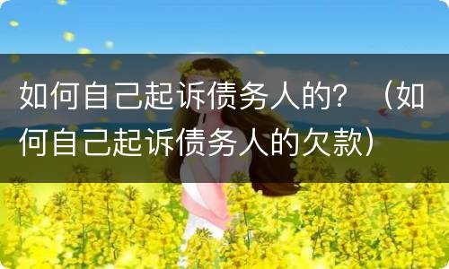 如何自己起诉债务人的？（如何自己起诉债务人的欠款）