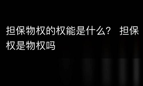 担保物权的权能是什么？ 担保权是物权吗