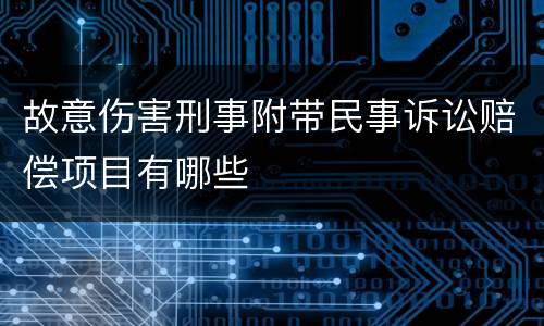 故意伤害刑事附带民事诉讼赔偿项目有哪些