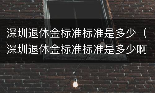 深圳退休金标准标准是多少（深圳退休金标准标准是多少啊）
