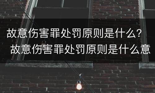 故意伤害罪处罚原则是什么？ 故意伤害罪处罚原则是什么意思