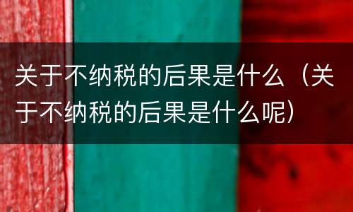 关于不纳税的后果是什么(关于不纳税的后果是什么呢) 关于不纳税的后果是什么(关于不纳税的后果是什么呢)