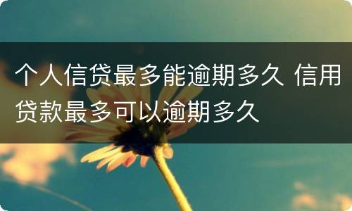 个人信贷最多能逾期多久 信用贷款最多可以逾期多久