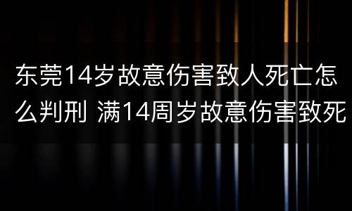 东莞14岁故意伤害致人死亡怎么判刑 满14周岁故意伤害致死
