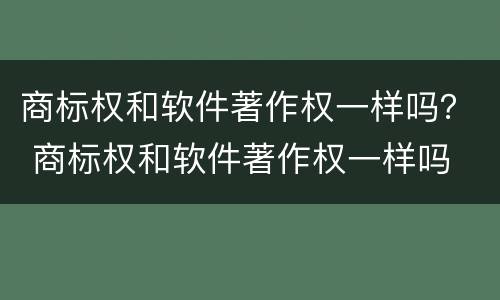 商标权和软件著作权一样吗？ 商标权和软件著作权一样吗