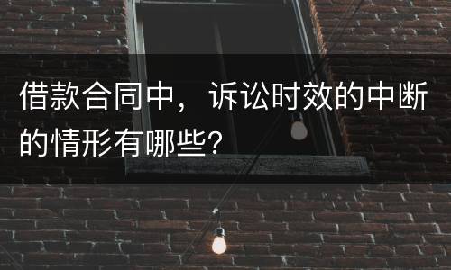 借款合同中，诉讼时效的中断的情形有哪些？