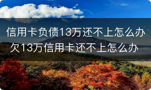 信用卡负债13万还不上怎么办 欠13万信用卡还不上怎么办