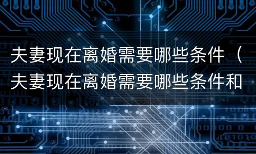 夫妻现在离婚需要哪些条件（夫妻现在离婚需要哪些条件和手续）