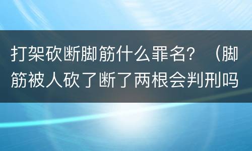 打架砍断脚筋什么罪名？（脚筋被人砍了断了两根会判刑吗）