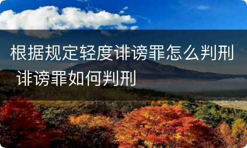 根据规定轻度诽谤罪怎么判刑 诽谤罪如何判刑