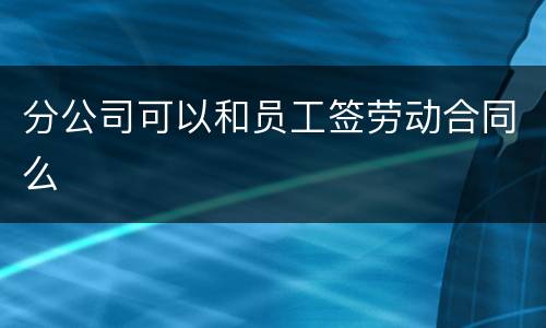 分公司可以和员工签劳动合同么