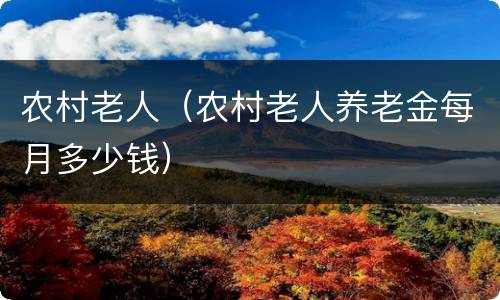 农村老人（农村老人养老金每月多少钱）