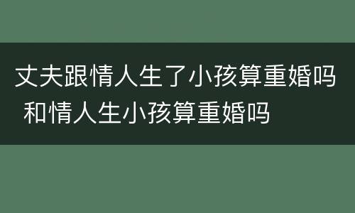 丈夫跟情人生了小孩算重婚吗 和情人生小孩算重婚吗