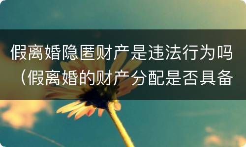 假离婚隐匿财产是违法行为吗（假离婚的财产分配是否具备法律效力）
