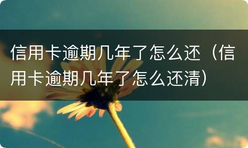 信用卡逾期几年了怎么还（信用卡逾期几年了怎么还清）