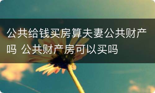 公共给钱买房算夫妻公共财产吗 公共财产房可以买吗 公共给钱买房算夫妻公共财产吗 公共财产房可以买吗