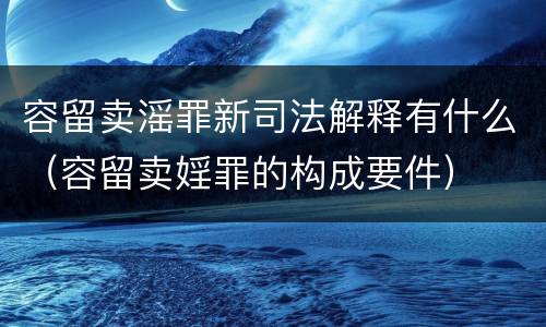 容留卖滛罪新司法解释有什么（容留卖婬罪的构成要件）