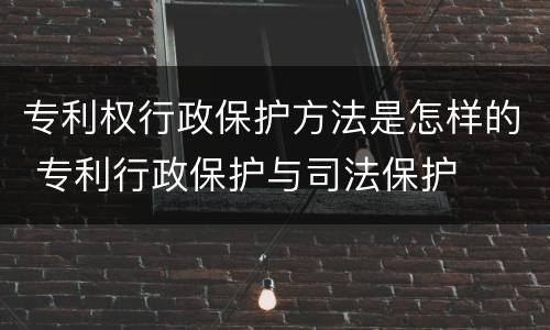 专利权行政保护方法是怎样的 专利行政保护与司法保护