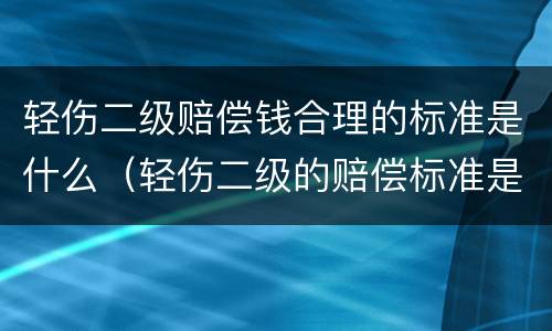 轻伤二级赔偿钱合理的标准是什么（轻伤二级的赔偿标准是多少）