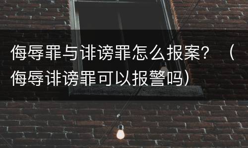 侮辱罪与诽谤罪怎么报案？（侮辱诽谤罪可以报警吗）