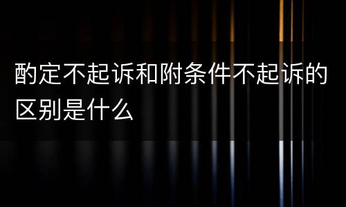 酌定不起诉和附条件不起诉的区别是什么