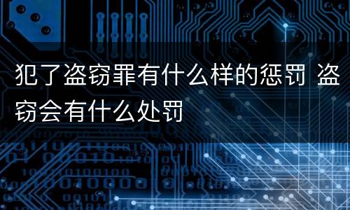 犯了盗窃罪有什么样的惩罚 盗窃会有什么处罚 犯了盗窃罪有什么样的惩罚 盗窃会有什么处罚