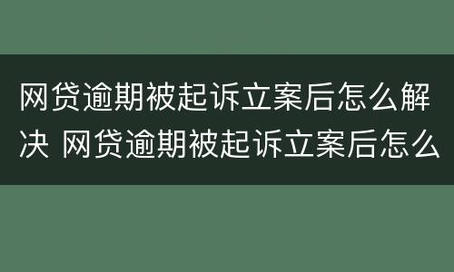网贷逾期被起诉立案后怎么解决 网贷逾期被起诉立案后怎么解决问题