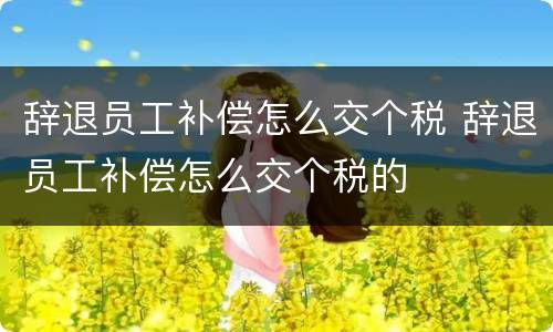 辞退员工补偿怎么交个税 辞退员工补偿怎么交个税的
