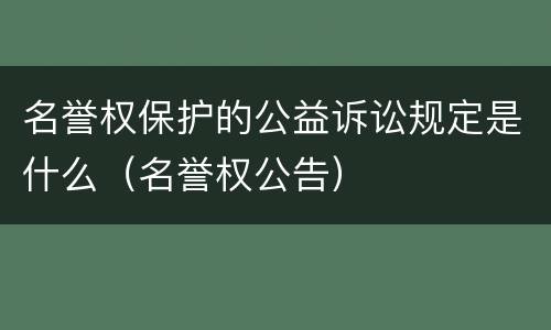 名誉权保护的公益诉讼规定是什么（名誉权公告）