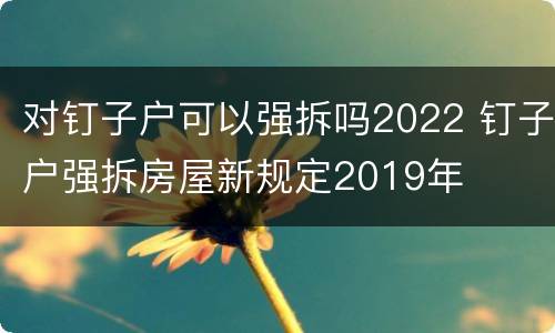 对钉子户可以强拆吗2022 钉子户强拆房屋新规定2019年