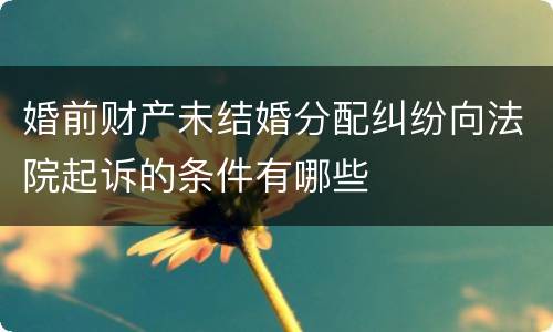 婚前财产未结婚分配纠纷向法院起诉的条件有哪些