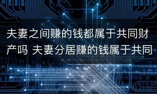 夫妻之间赚的钱都属于共同财产吗 夫妻分居赚的钱属于共同财产吗