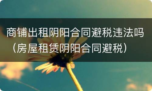 商铺出租阴阳合同避税违法吗（房屋租赁阴阳合同避税）