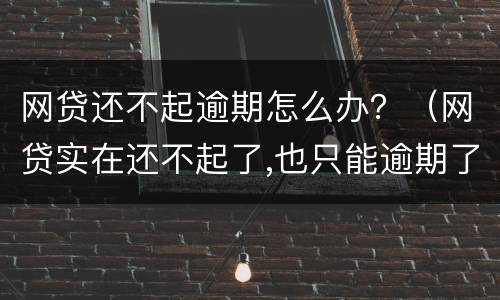 网贷还不起逾期怎么办？（网贷实在还不起了,也只能逾期了）