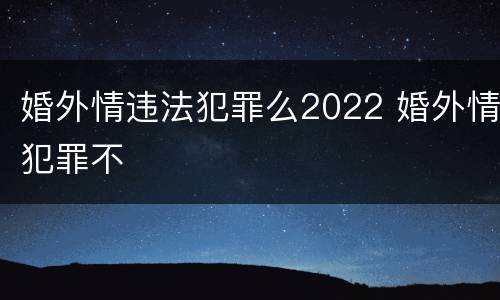 婚外情违法犯罪么2022 婚外情犯罪不