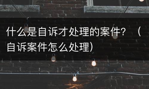 什么是自诉才处理的案件？（自诉案件怎么处理）