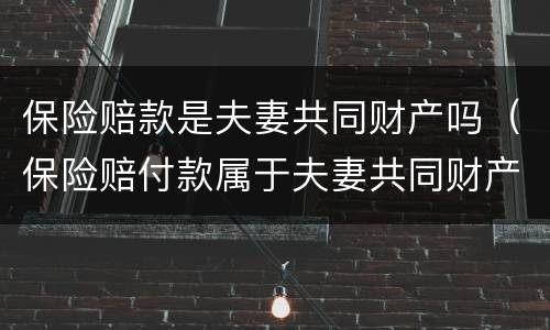 保险赔款是夫妻共同财产吗（保险赔付款属于夫妻共同财产吗）