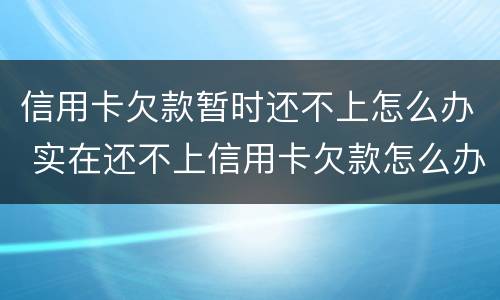 信用卡欠款暂时还不上怎么办 实在还不上信用卡欠款怎么办