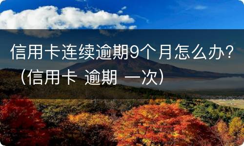 信用卡连续逾期9个月怎么办?（信用卡 逾期 一次）