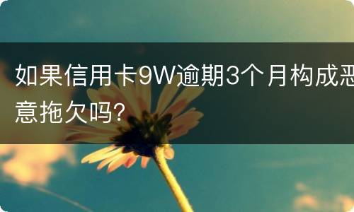 如果信用卡9W逾期3个月构成恶意拖欠吗？